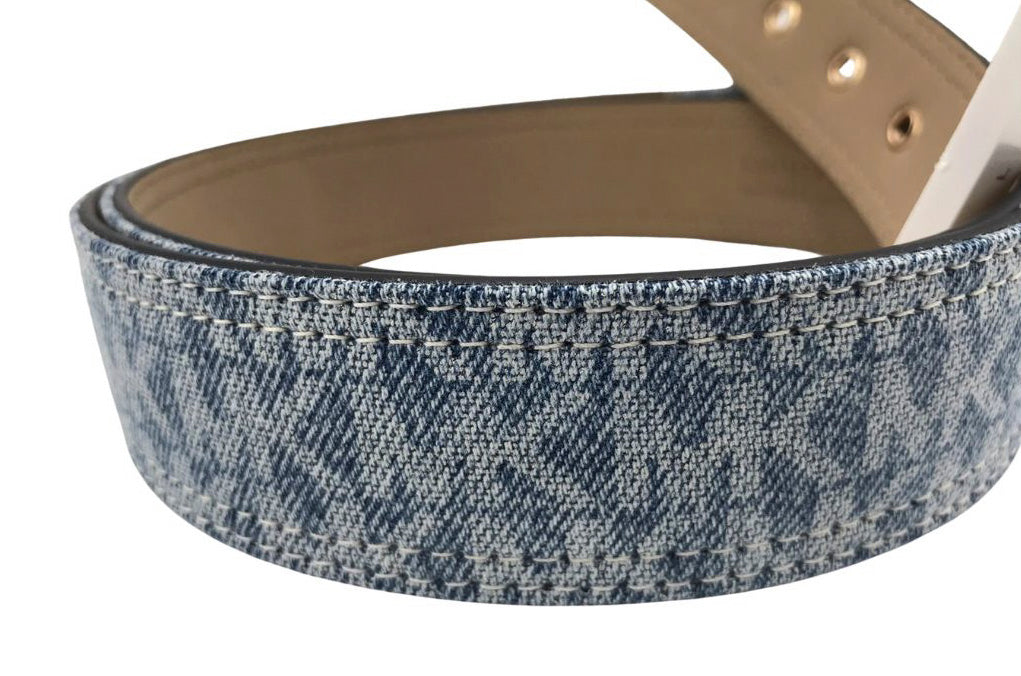 NWT Michael Kors MK Logos Belt Women's Medium Denim, Gold-tone hardware