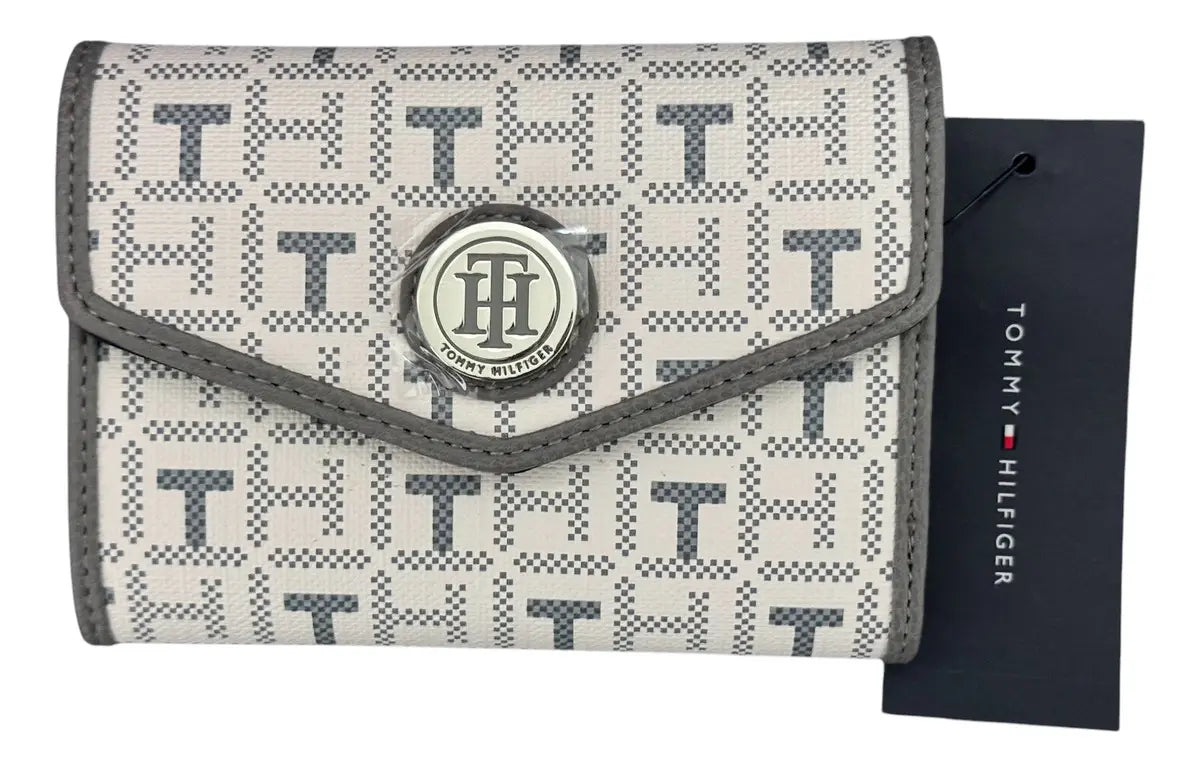 NWT Tommy Hilfiger 69JI549 020 T0A Gray and white Wallet