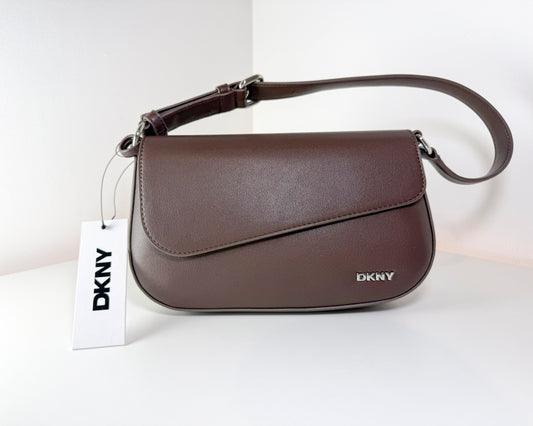 NWT DKNY R533ZN13 Orla Flap Shoulder Brown Bag