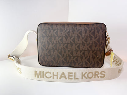 NWT Michael Kors 38S4G5VC9B Maeve BRN/Luggage Large EW Pocket Crossbody Bag