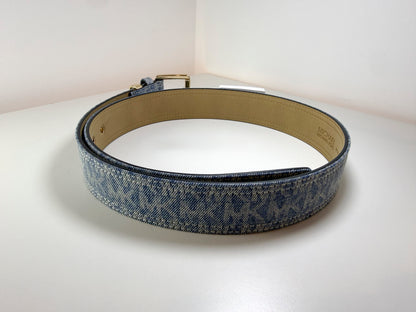 NWT Michael Kors MKWB563271C MK Logos Belt Women's Medium Denim, Gold-Tone Hardware