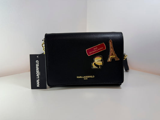 NWT Karl Lagerfeld L6GER6VU Black/Gold Crossbody Bag
