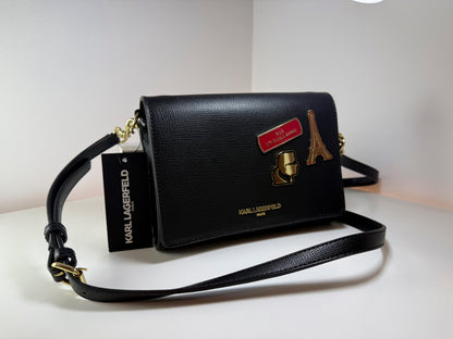 NWT Karl Lagerfeld L6GER6VU Black/Gold Crossbody Bag