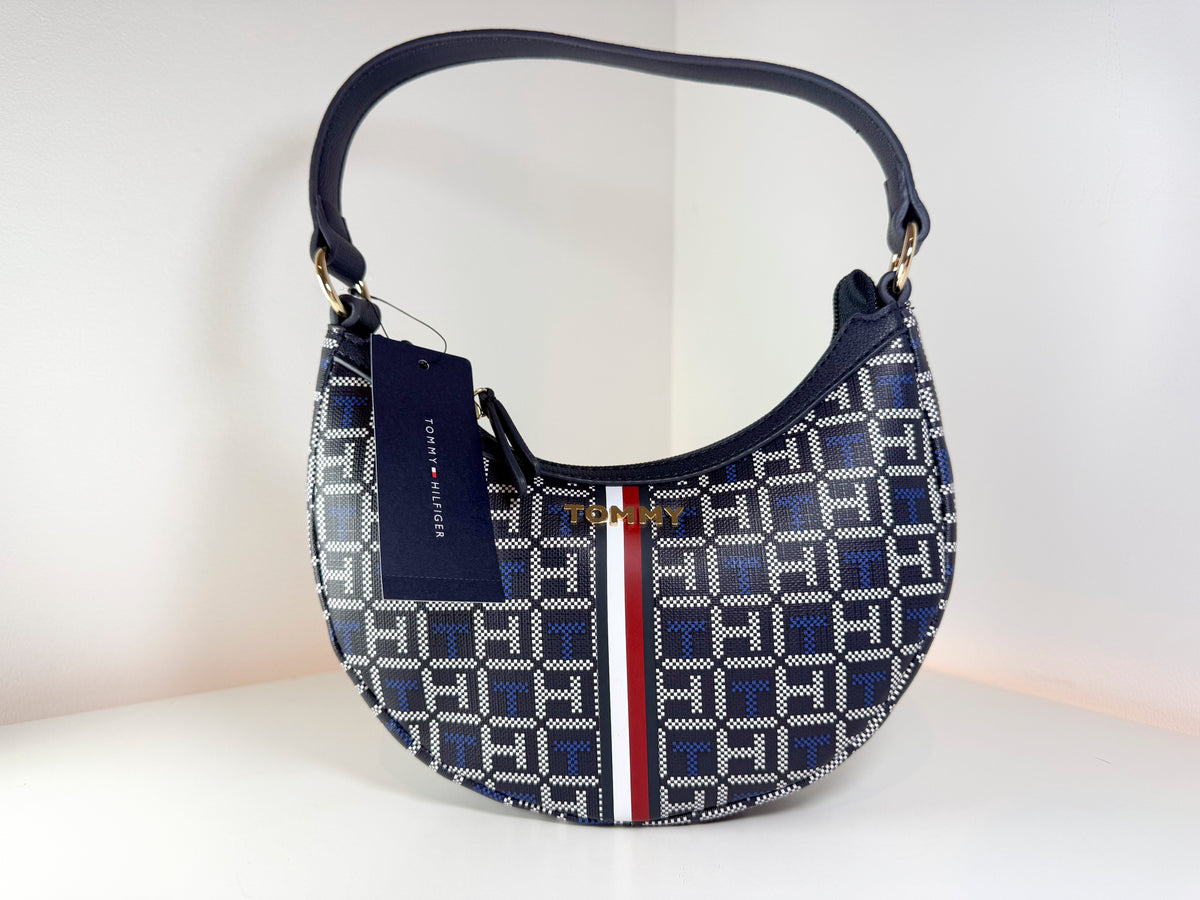 Bolso de mano Tommy Hilfiger XW10376 972 0G1 azul marino/blanco, nuevo con etiquetas