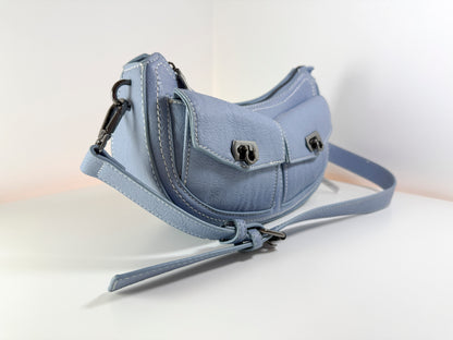 Bolso de hombro Steve Madden DO375025 BPETAL, color azul denim, nuevo con etiquetas