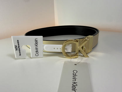 Cinturón reversible Calvin Klein 13KA010023, color hueso/dorado, nuevo con etiquetas (NWT)
