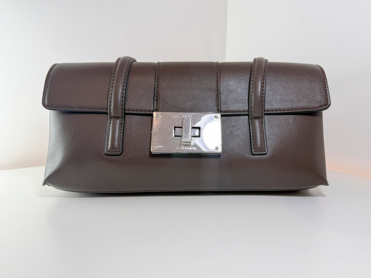 NWT Calvin Klein H6DZDAH8 Women's Saige Triple Compartment Flap Shoulder Bag