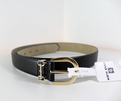 Cinturón negro con dorado Anne Klein AK1381, nuevo con etiquetas