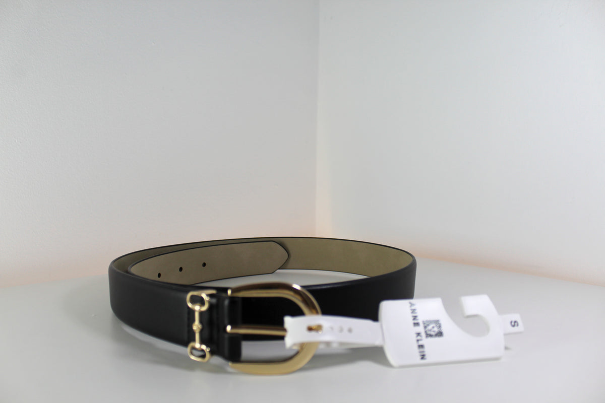 Cinturón negro con dorado Anne Klein AK1381, nuevo con etiquetas