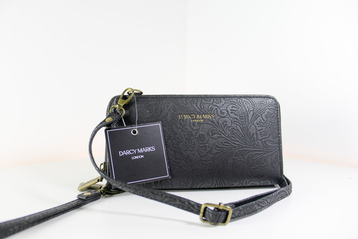 Cartera negra Darcy Marks London, nueva con etiquetas, SPVTO09