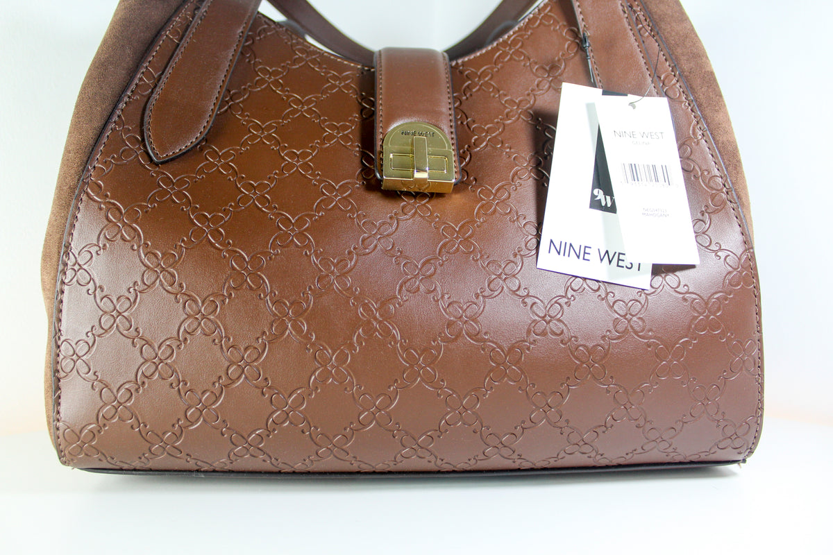 Bolso Nine West NEG547323, color caoba, con diseño de celosía, nuevo con etiquetas
