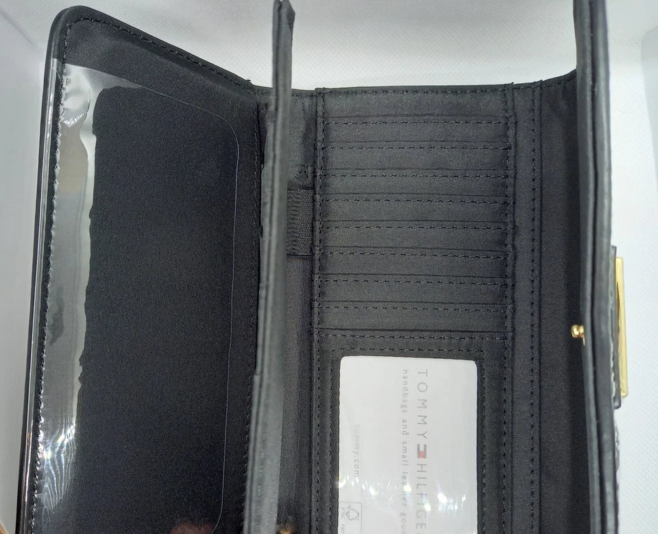 NWT Tommy Hilfiger 69J9307 200 FR4 brown wallet with gold-colored accents